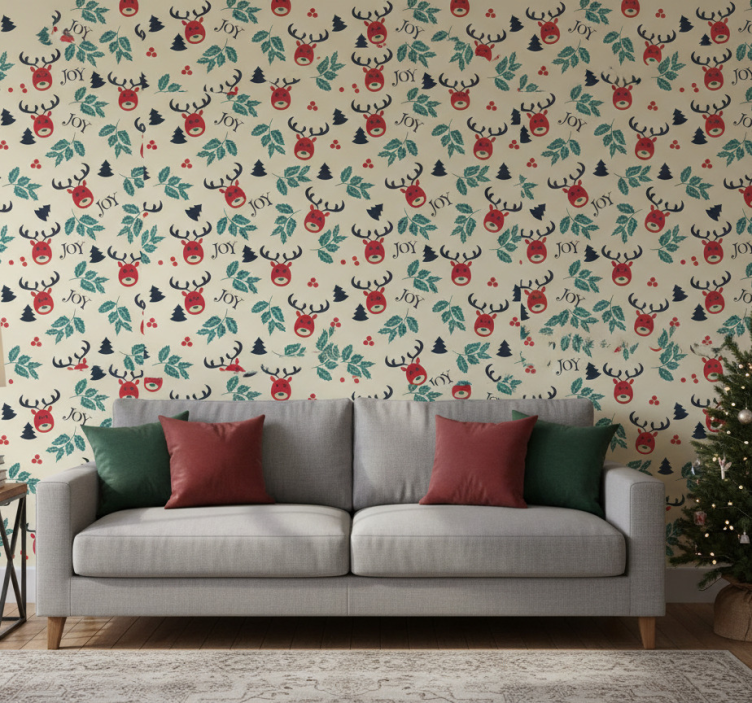 Behang kerst vreugde en rendieren - TenStickers