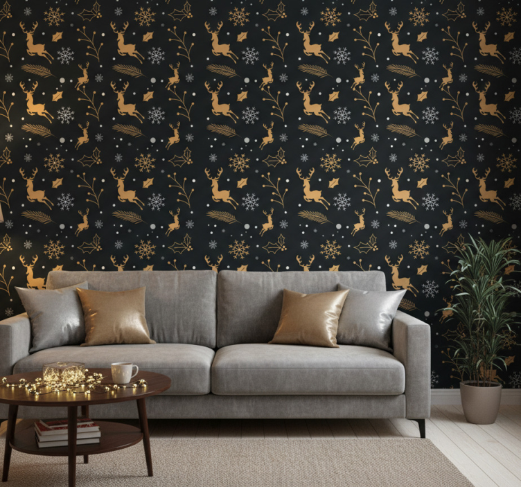 Behang kerst vrolijke kerstcompositie - TenStickers