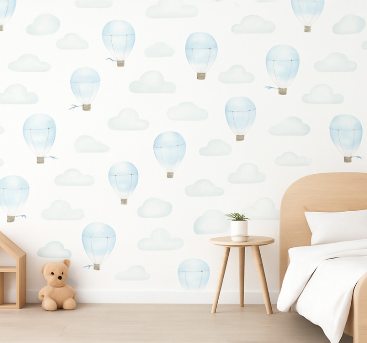 Behang kinderkamer blauwe waterverf wolken - TenStickers