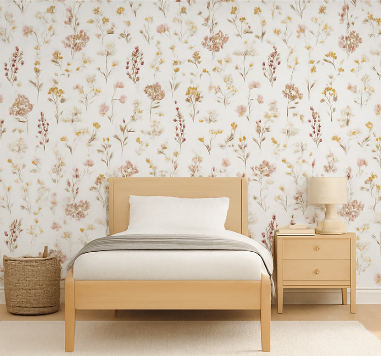 Behang kinderkamer eenvoudig botanisch patroon - TenStickers