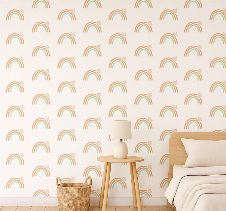 Behang kinderkamer eenvoudig regenboogpatroon - TenStickers