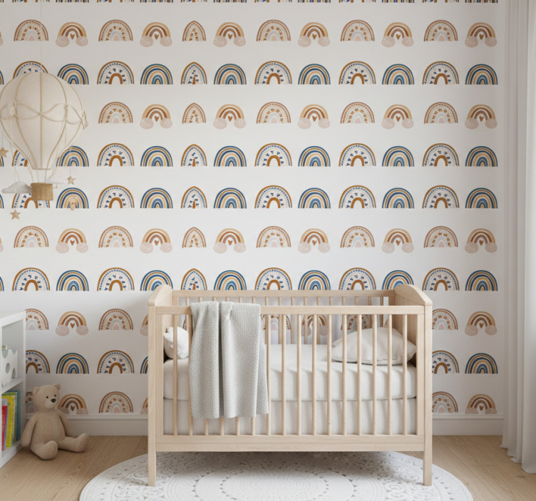 Behang kinderkamer met scandinavische regenboogmotieven - TenStickers