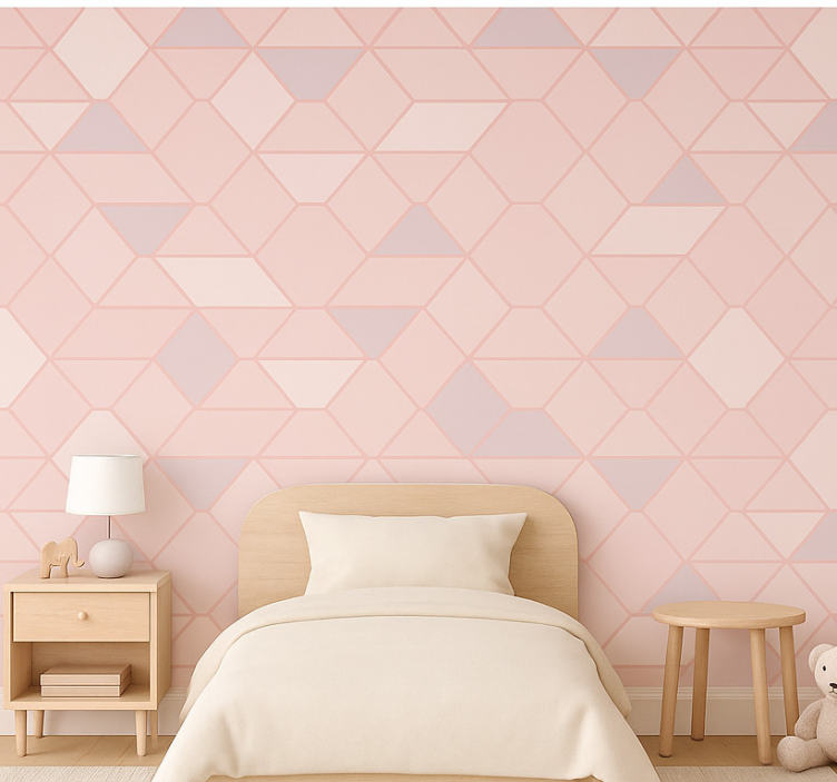 Behang kinderkamer moderne abstracte roze figuren - TenStickers