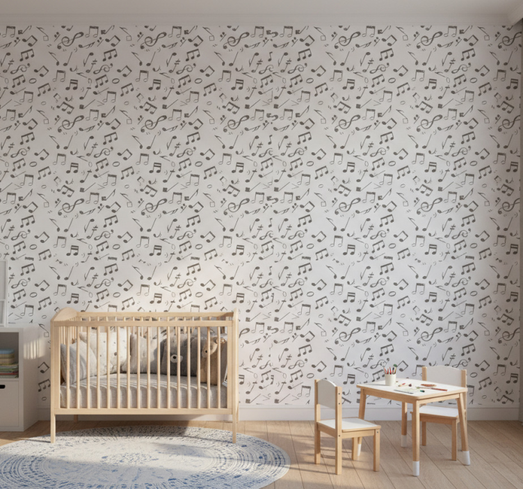 Behang kinderkamer muzikale notatie waterval - TenStickers