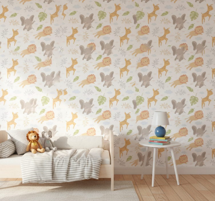 Behang kinderkamer nordic minimalistische safari - TenStickers