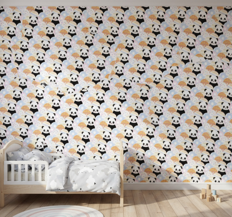 Behang kinderkamer patchwork dieren panda ontwerp - TenStickers