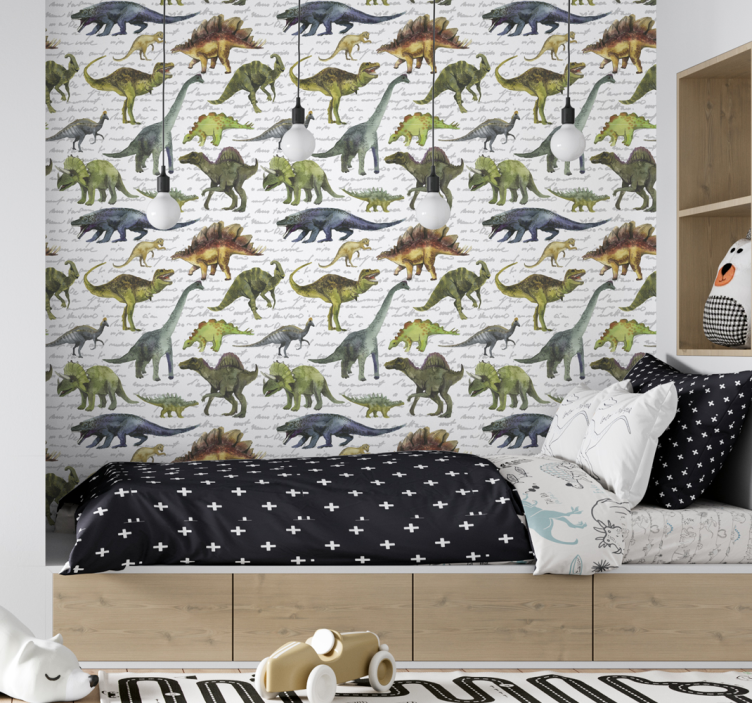 Slaapkamer behang realistische dinosaurussen - TenStickers