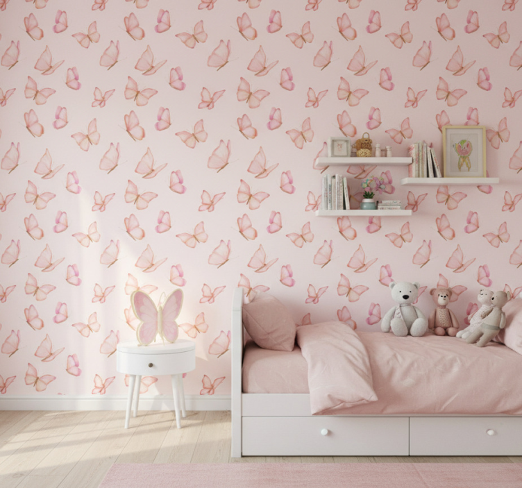 Behang kinderkamer roze patroon - TenStickers