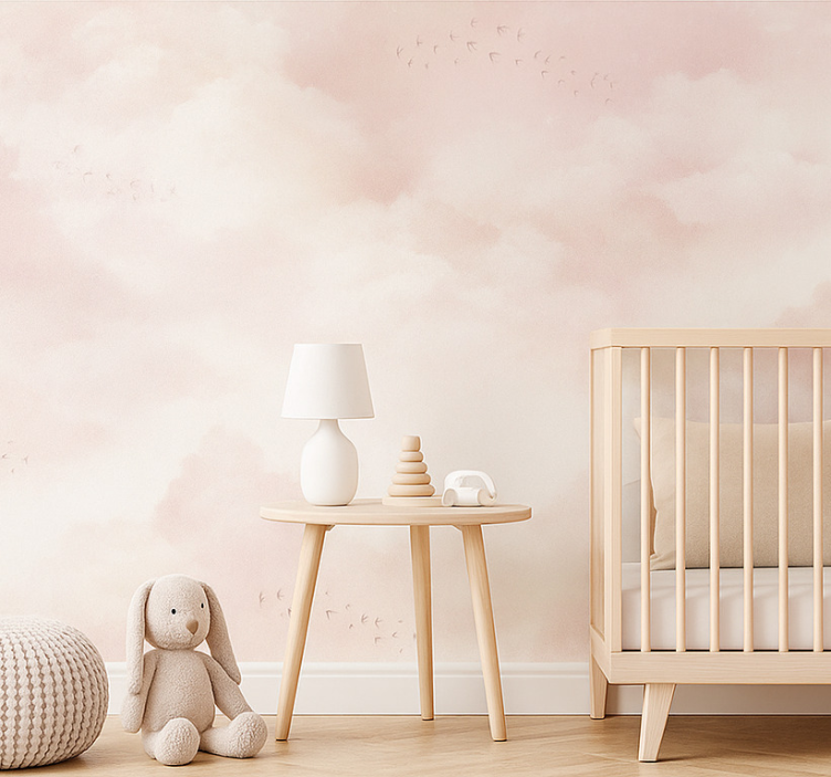 Behang kinderkamer roze wolken - TenStickers