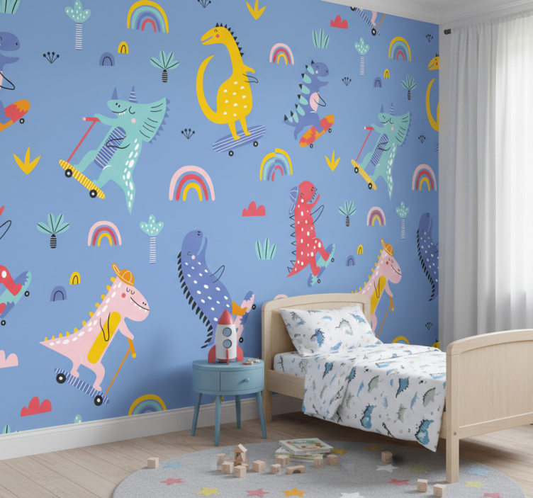 Behang kinderkamer skateboardscène - TenStickers