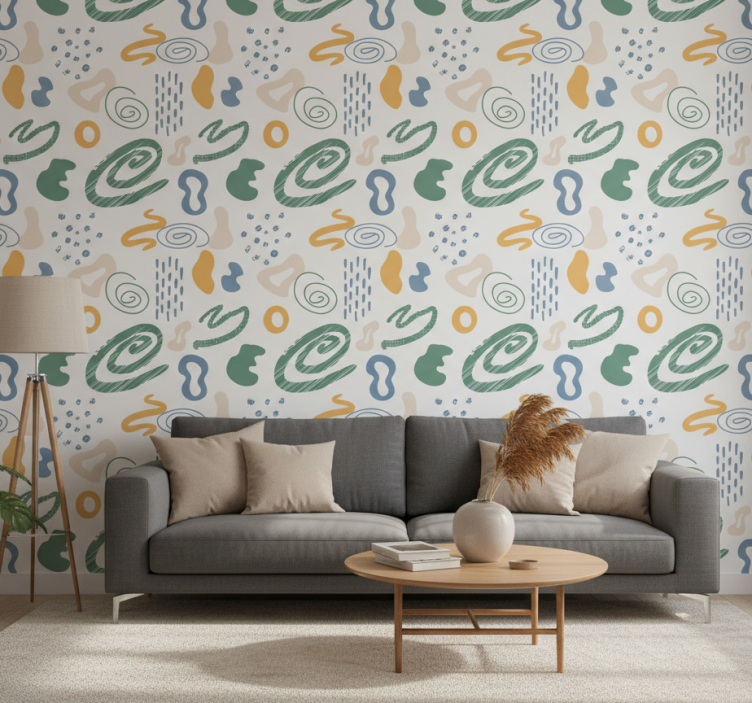 Behang modern abstract geschilderde vormen - TenStickers