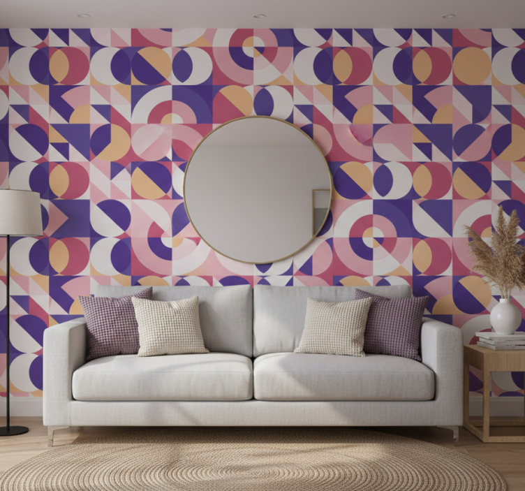 Behang modern abstracte figuren geometrische kunst - TenStickers