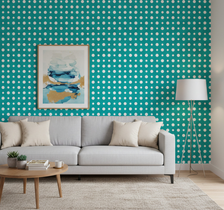 Behang modern blauw stippenmotief - TenStickers