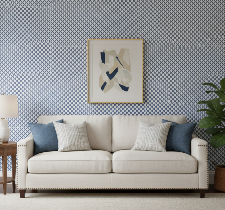 Behang modern diamantpatroon hamptonstijl - TenStickers