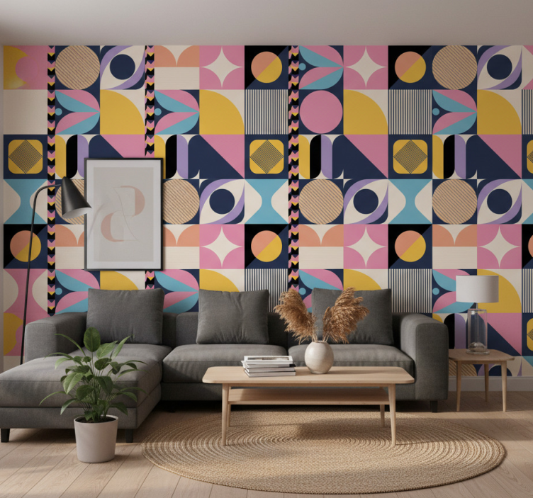 Behang modern geometrische kunst met meerdere figuren - TenStickers
