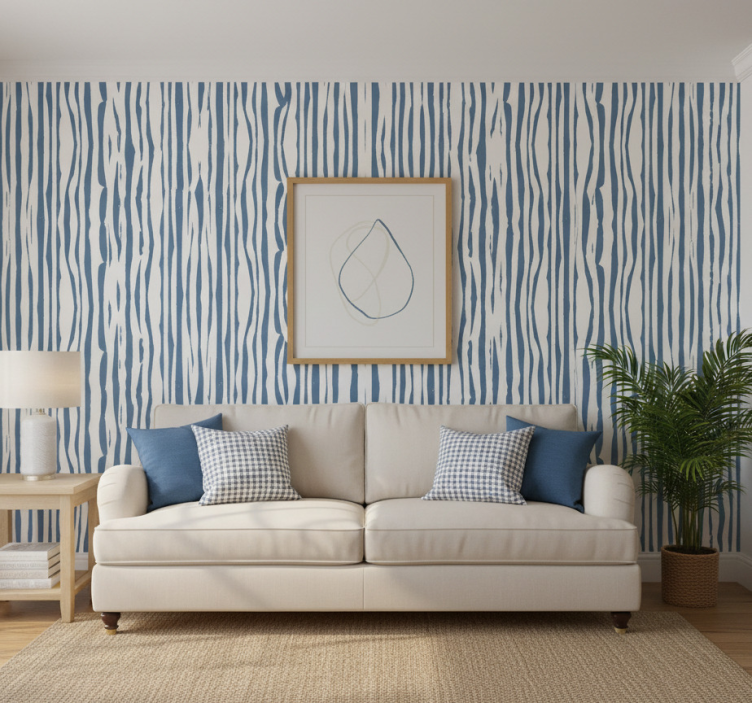 Behang modern gestreept blauw hampton stijl - TenStickers