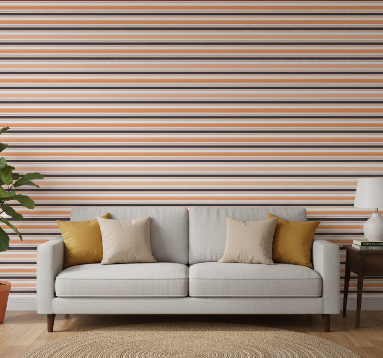 Behang modern horizontaal retro gestreept pastel patroon - TenStickers