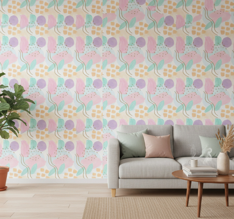 Behang modern met abstracte bloemmotieven - TenStickers