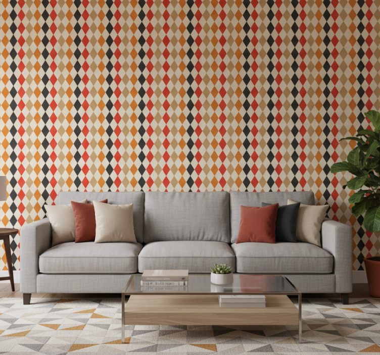 Behang modern met diamantvorm thema - TenStickers