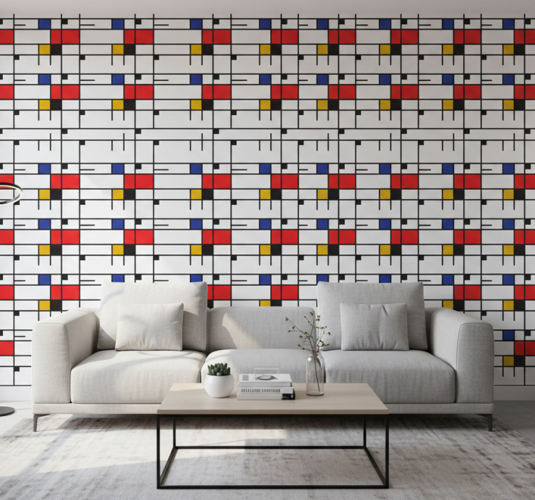 Behang modern mondriaanse geometrische kunst - TenStickers