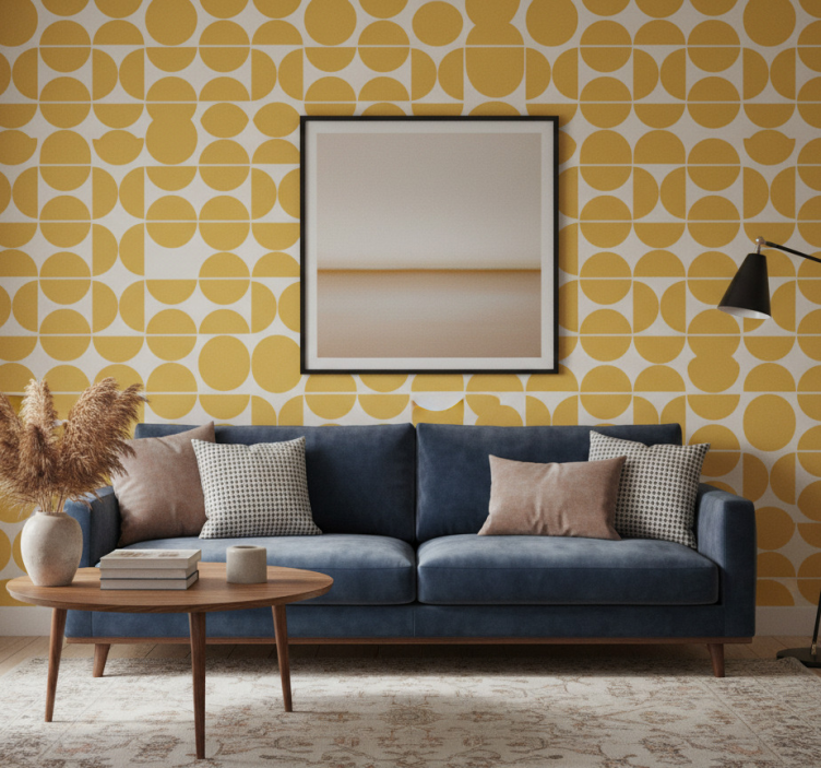 Behang modern overlappende gele cirkels - TenStickers
