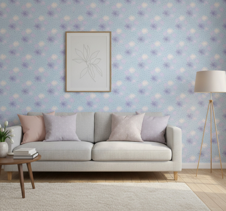 Behang modern paardenbloem met waterdruppels - TenStickers