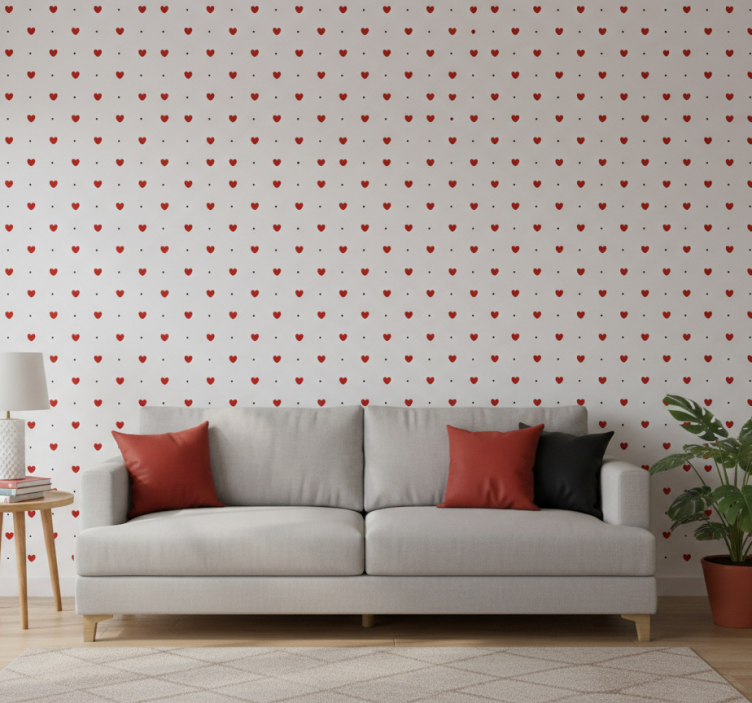 Behang modern patroon decor harten en stippen - TenStickers