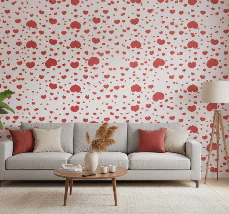Behang modern patroon decor kleine en grote harten - TenStickers