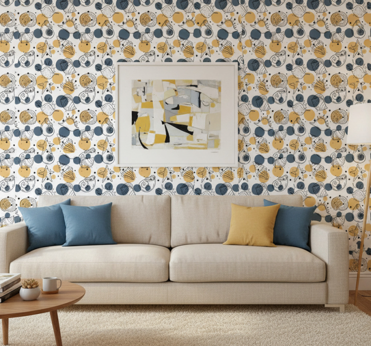 Behang modern patroon met schelpen - TenStickers