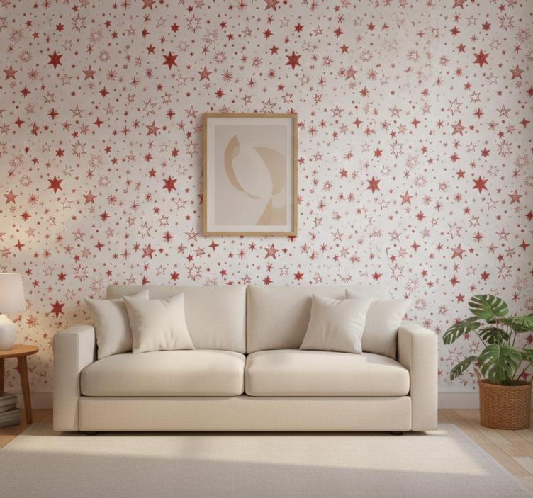 Behang modern rode aquarel ster - TenStickers