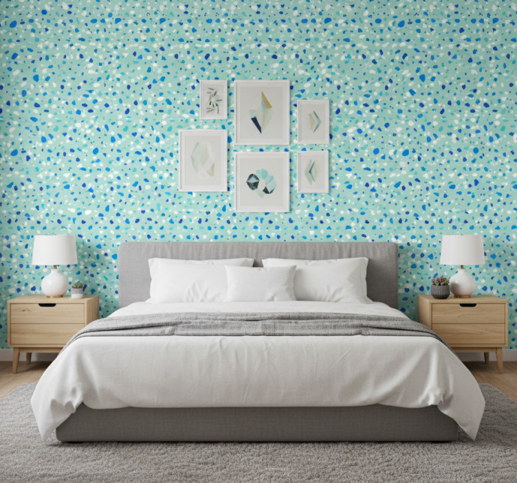 Behang patronen blauwe tinten terrazzo - TenStickers