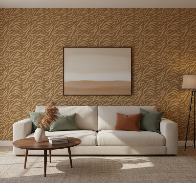 Behang print bruin en beige tijgerprint patroon - TenStickers