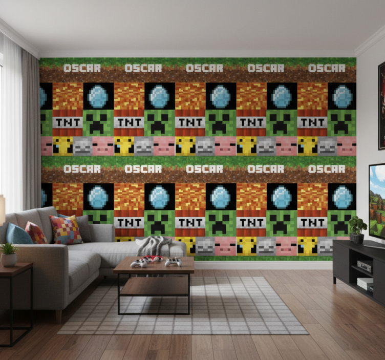 Behang print gaming geometrisch patroon - TenStickers