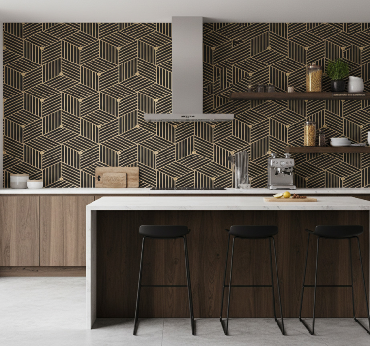 Behang print geometrisch lijnpatroon - TenStickers