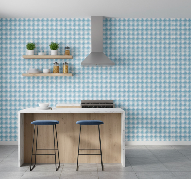 Behang print geometrische blauwe harmonie - TenStickers