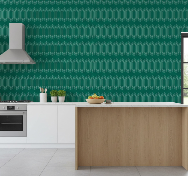 Behang print groen geometrisch patroon - TenStickers
