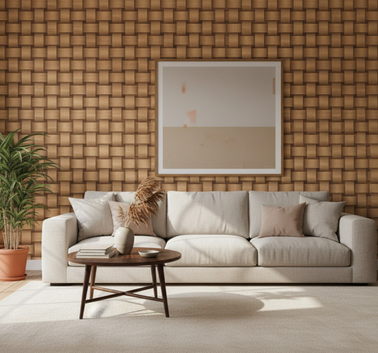 Behang print hout verweven - TenStickers