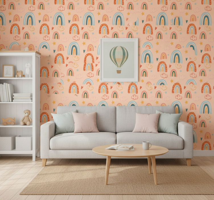 Behang kinderkamer pastel eenvoudige regenbogen - TenStickers