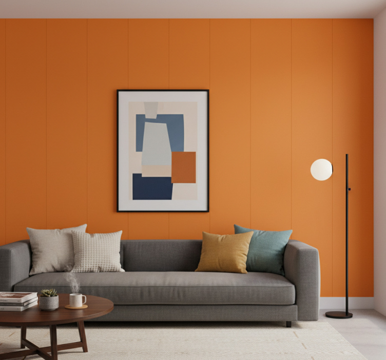 Woonkamer behang matte oranje - TenStickers