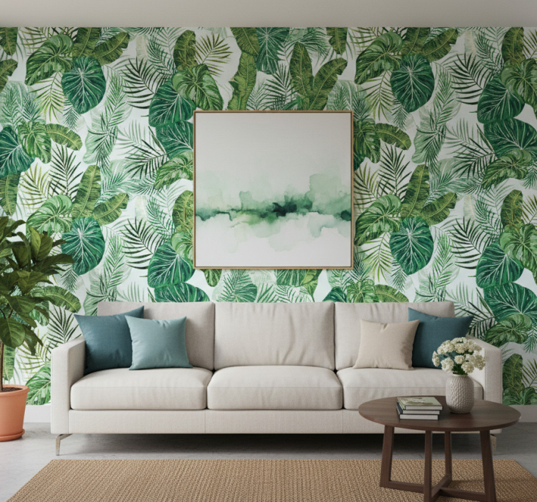 Behang jungle grote groene bladeren - TenStickers