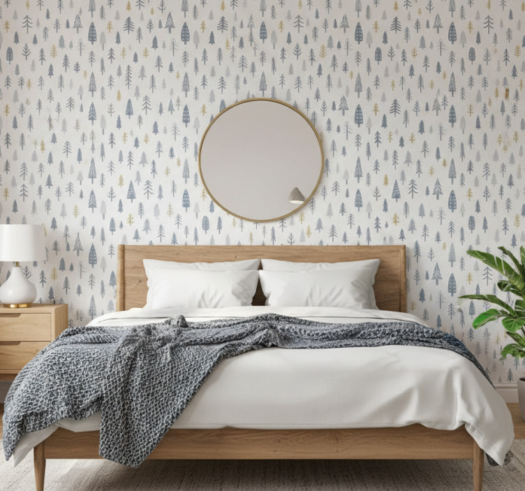 Behang scandinavië winterbos scène - TenStickers