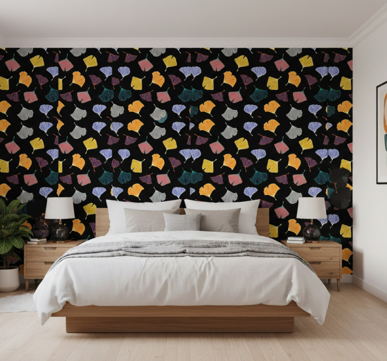 Behang slaapkamer caltero ginkgo blad - TenStickers