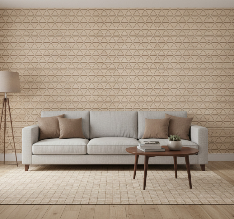 Behang slaapkamer houtlook driehoek geometrisch patroon - TenStickers