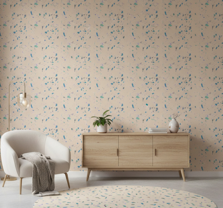 Behang slaapkamer kleurrijke terrazzo steen - TenStickers