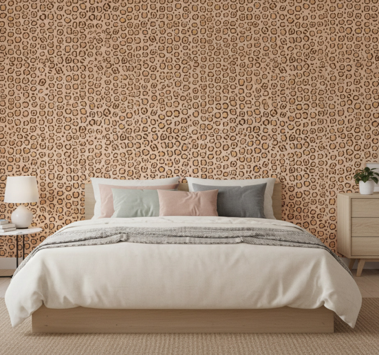 Behang slaapkamer leopard pastel kleurprint - TenStickers