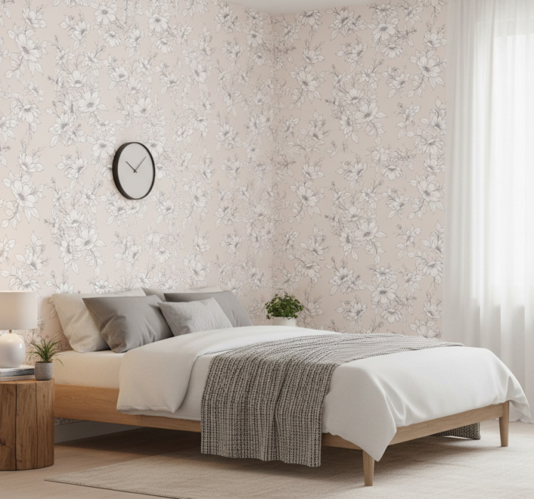 Behang slaapkamer nordic wild en elegant patroon - TenStickers