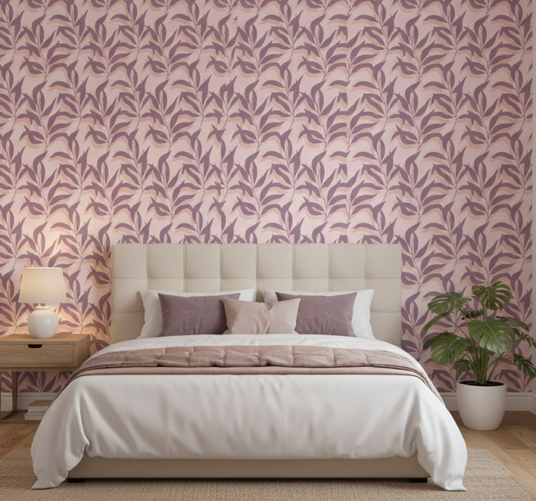 Behang slaapkamer palma tropical blush ontwerp - TenStickers