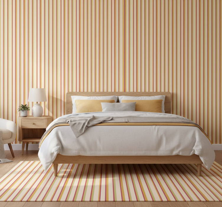Behang slaapkamer retro pastel gestreept patroon - TenStickers