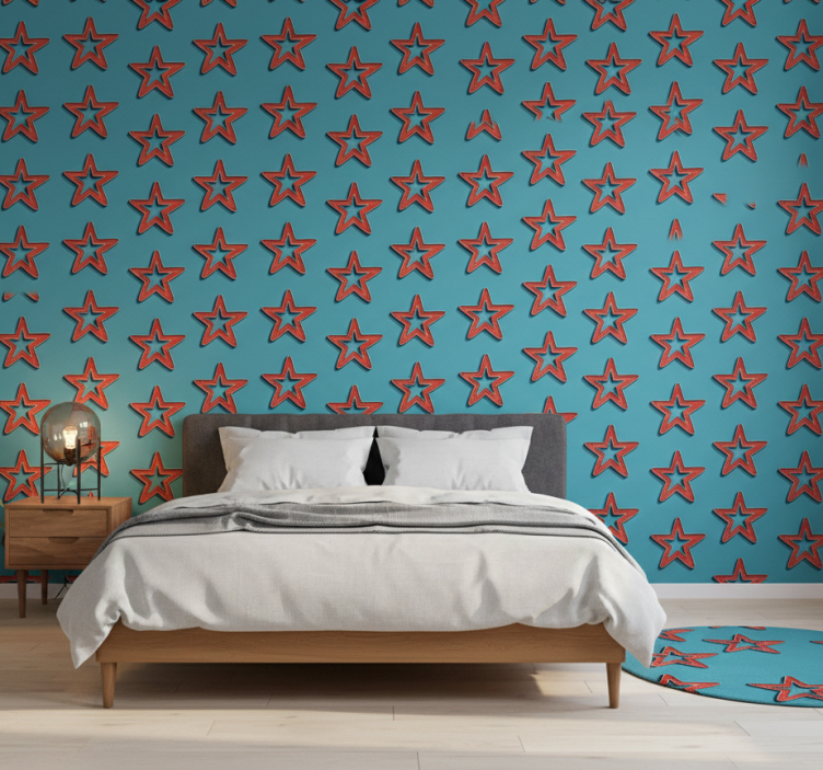 Behang slaapkamer retro sterrenpatroon abstract geometrisch - TenStickers