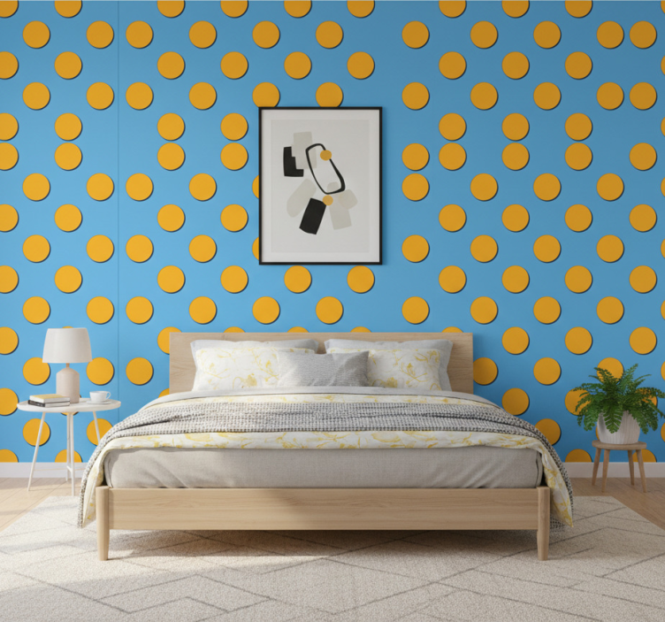Behang slaapkamer retro stippenpatroon abstract geometrisch - TenStickers